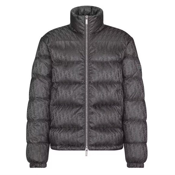 DIOR Gray Oblique Logo Monogram Technical Puffer Down Jacket Men's size 52/XL - Picture 1 of 15